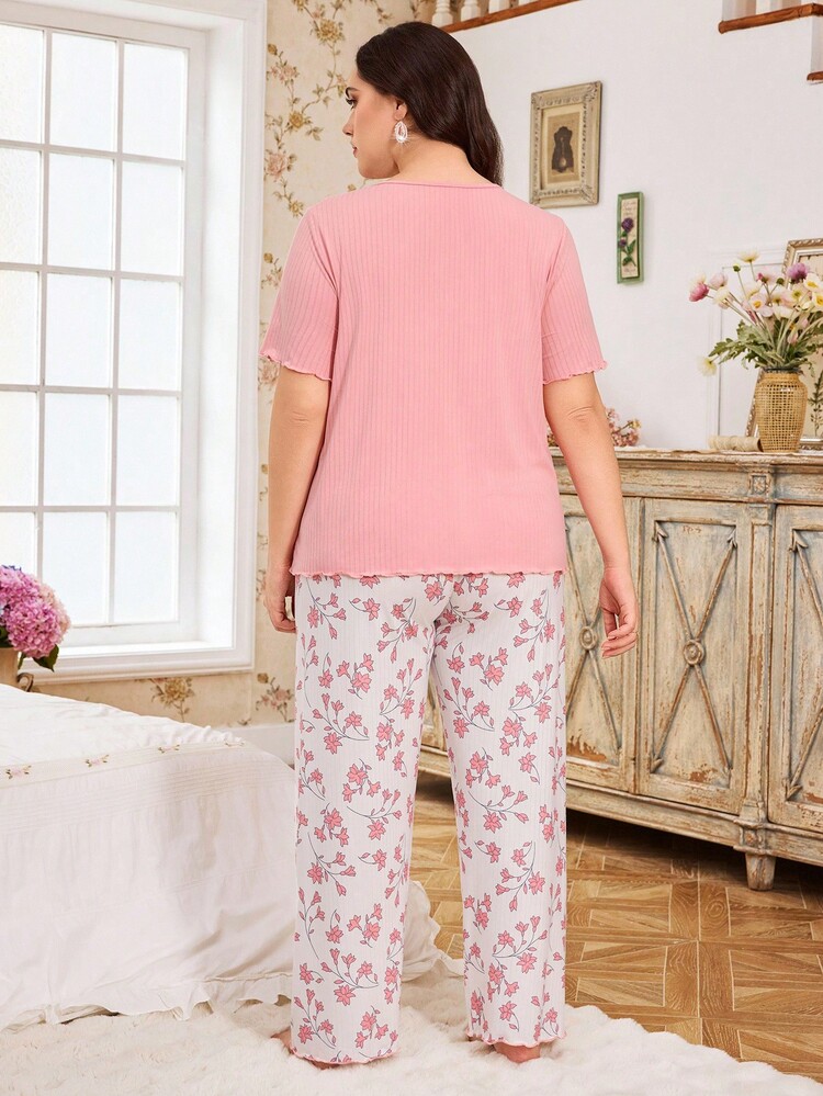 Floral Pajama Set CottageSlumber Romantic Ditsy Floral Pajama Set, Soft & Comfortable, High-End European Style Curve Pajamas Set - Multicolor - View 2