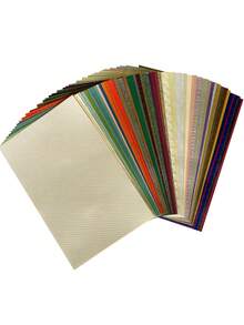 SHEIN 50 hojas de cartulina de la colección de perlas A6 disponibles en una variedad de patrones, excelente para scrapbooking, invitaciones, notas de agradecimiento - Multicolor - Ver 2