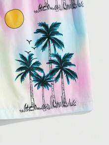 ROMWE MEN Casual 男士热带印花休闲度假短裤 - 彩色 - 查看 4