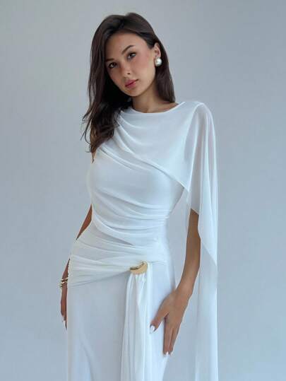 Aloruh Women's Solid Color Patchwork Ruffle Trim Elegant Dress Wedding Guest Dress Women Wedding Guest Dress  Dress For Wedding Guest Formal Dresses For Wedding Guest Dresses For Wedding Event Wedding Guest Dress Elegant  Wedding Guest Wedding Guest Dresses  Wedding Dress Guest  Dresses For Wedding Guest Flowy Dress,White Dresses Classy Elegant Civil Wedding Dress White Civil Wedding Dress Civil Wedding Dresses White Dresses For Civil Wedding  Dress For Civil Wedding Civil Wedding White Dress