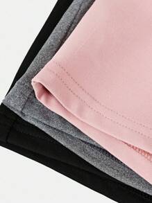 SHEIN Girlism 3条/套 少女修身休闲纯色舒适宽腰短裤 女童骑行短裤 女童瑜伽短裤 3条装短裤