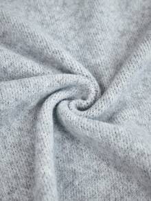 EMERY ROSE Women Elegant Floral Pattern Lace Trim Knit Sweater - Light Grey - View 7