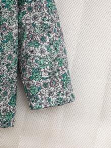 SHEIN Vintaside Kids 复古碎花连帽夹克，适合女婴，拉链开合，保暖内衬，休闲时尚冬季外套 - 彩色 - 查看 6