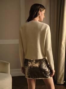 MOTF PREMIUM 珠饰纽扣开衫 - 杏色 - 查看 4