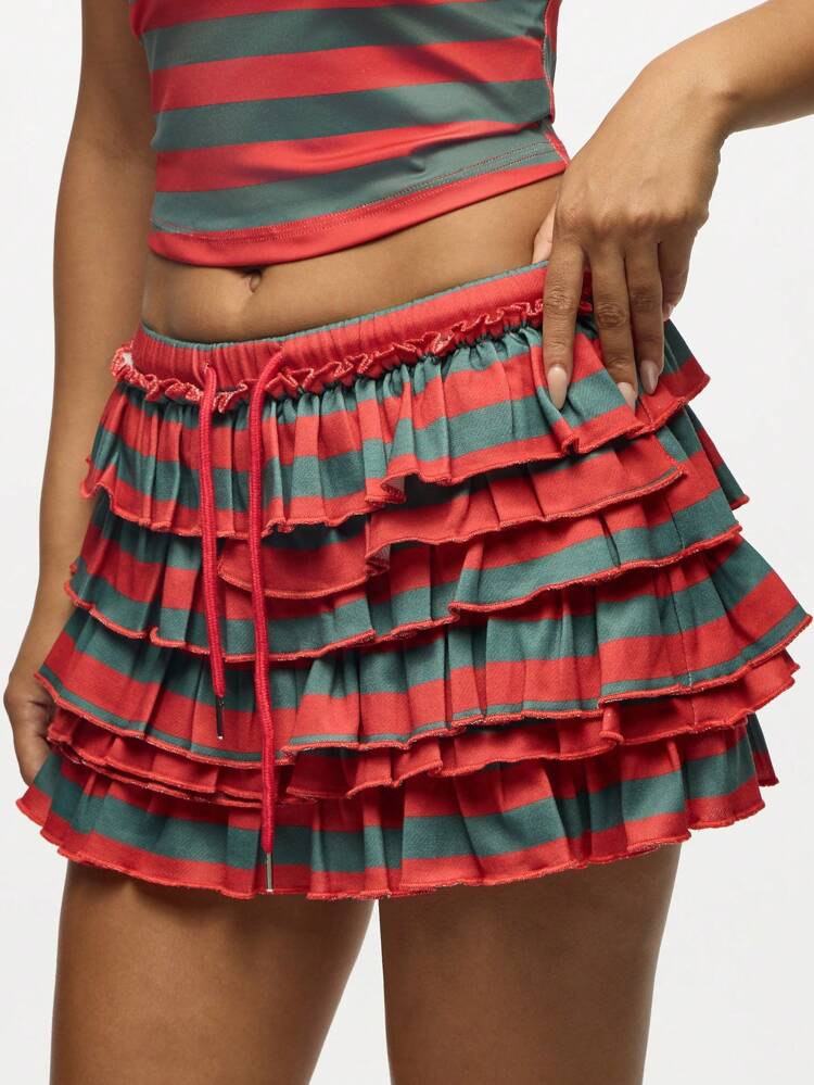 SUMWON WOMEN Spódnica mini z falbankami i warstwami, ze ściągaczem