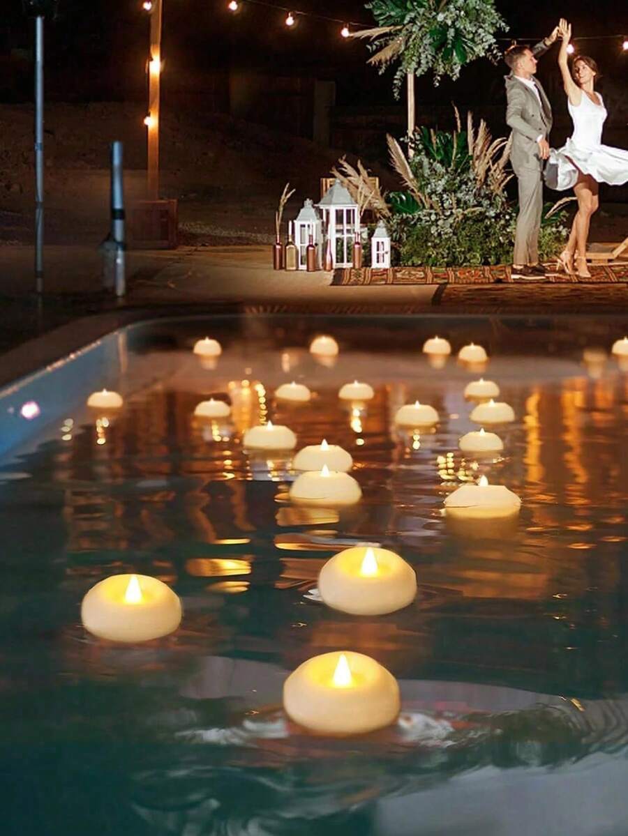 1 件 6 件 16 件无焰 LED 漂浮蜡烛 28 英寸白色防水塑料茶灯 200 小时电池寿命适用于婚礼泳池浴缸派对装饰中心花瓶装饰浪漫氛围照明 - 白色 - 查看 1