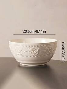 Cirelle 陶瓷浮雕法式奶油风格厨房碗和盘子，白色家用餐具套装，高审美价值，饭碗，蔬菜盘，盘子，筷子，洗碗机，微波炉适用|盘子，盘子套装，餐具套装，餐具 - 白色 - 查看 5