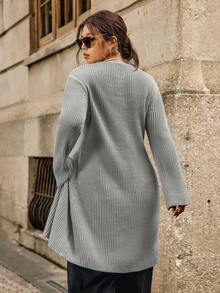 Easura كارديجان طويل مضفر بأكمام طويلة وأزرار فردية للنساء ذوات الحجم الكبير، لون أحادي