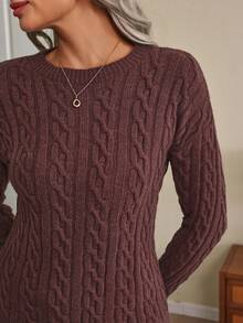 EMERY ROSE 休闲纯色圆领毛衣，秋冬 - 咖啡棕 - 查看 7