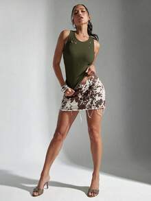 Denimoi O 形环圆领罗纹针织背心 - 橄欖綠 - 查看 3