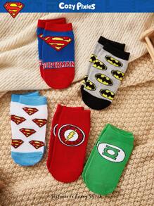 SUPERMAN X Cozy Pixies 5双柔软舒适的婴儿袜子，适合新生儿 - 彩色 - 查看 5