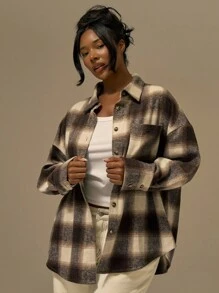 MUSERA Plus Size Button Down Collared Check Shirt Fit Cute Holiday Elegant Romantic Curve Farmhouse Clothes Spring Summer - Multicolor - View 2