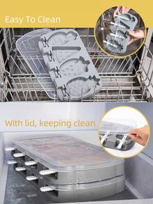 SHEIN Basic living 1 khuôn silicon làm kem que, kem que thiết kế dâu tây hiện đại cho gia đình - Màu Xám nhạt - Xem 5