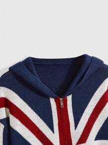 ROMWE Grunge Punk Cárdigan holgado de punto con estampado de bandera británica, estilo retro Y2K para mujer - Multicolor - Ver 3
