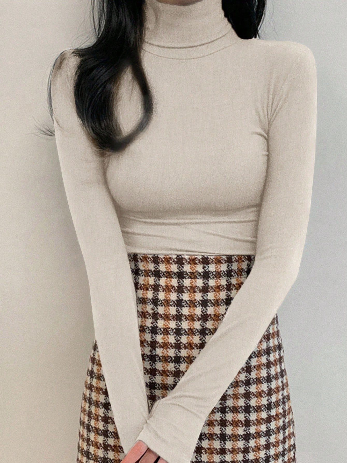 DAZY ملابس علوية قاعدة بياقة عالية ضيق اللياقة بلو...