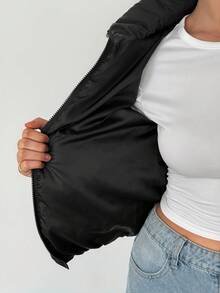 SHEIN Tall 短款女士冬季棉服外套 - 黑色 - 查看 11