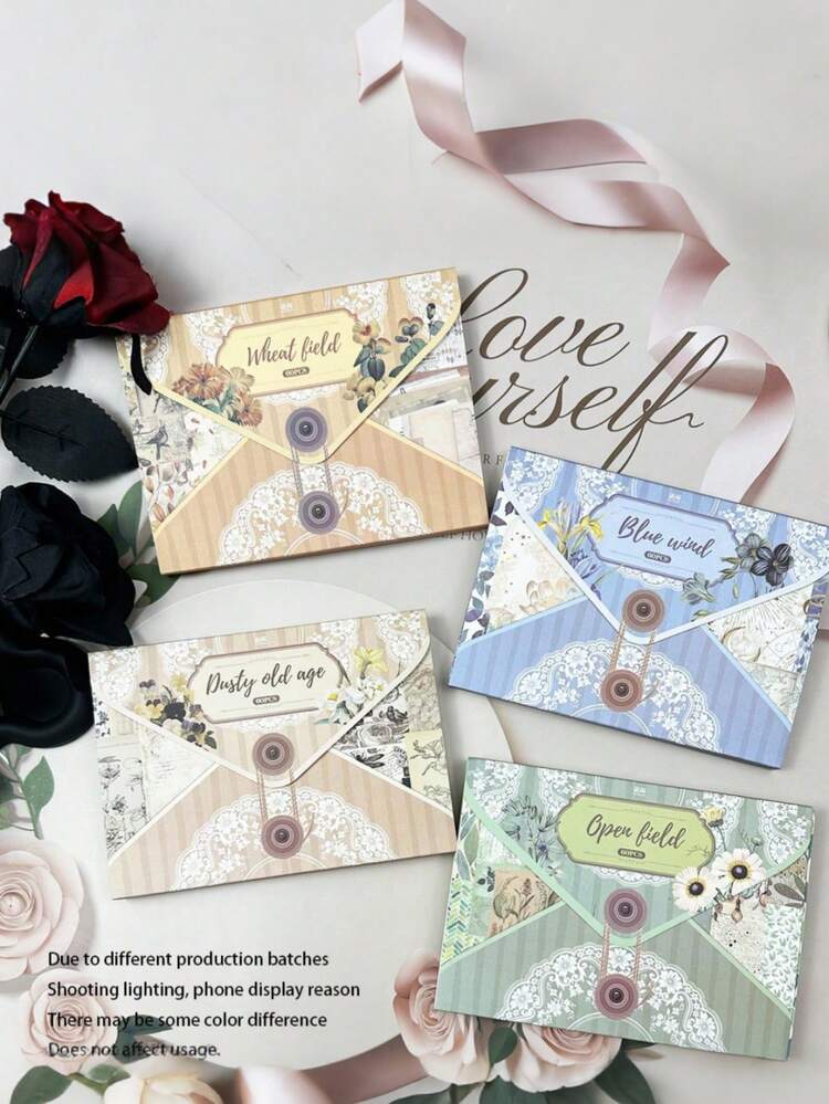 SHEIN 60pcs Vintage Themed Memo Paper Pad, High Capacity Scrapbook Paper With Diverse Retro Content, Suitable For Bullet Journal, - Multicolor - View 2