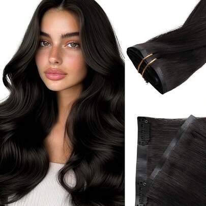 Seamless Clip Ins 7 قطع إكسسوارات شعر بشري كامل طبيعي 100% بتقنية الانزلاق غير قابلة للتمزق 14-22 بوصة ذات لون أومبير أشقر وميزة ترجيع اللون على ذبيل الشعر بوزن 110 جرام مع مشابك