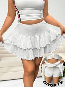 Solflare 大码女式短款白色蛋糕分层迷你裙 - 白色 - 查看 3