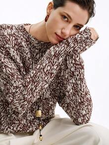 Aalyst Casual Snowflake Pattern Brown Long Sleeve Sweater For Women, Autumn/Winter Fall Cloth For Women - Brown - View 5