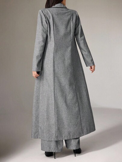 Heiryn Ensemble robe abaya à manches longues avec boutons et passepoil de couleur contrastée, pantalon élégant ouvert, pour un usage casual quotidien/travail