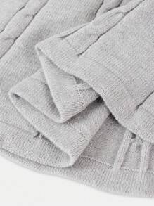SHEIN Young Girl Loose Casual Minimalist Comfortable Round Neck Long Sleeve Sweater Dress,In Fall/Winter - Grey - View 4