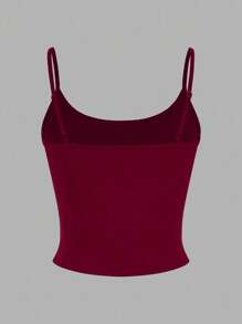 SHEIN EZwear 4pcs Women's Tight Fitted Cropped Casual Tank Tops, Black, Burgundy, Nude, Apricot, Suitable For Summer - Multicolor - View 11