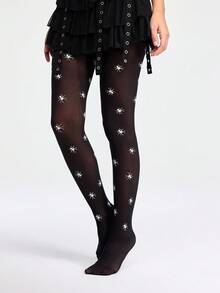 ROMWE Grunge Punk 1 đôi quần bó in hình nhện phong cách Gothic - màu đen - Xem 4