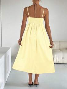 Siren Gaze 1 件女士长裙，黑色细肩带 - 淡黃色 - 查看 5