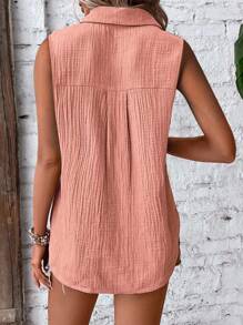 EMERY ROSE Damen einfarbiges minimalistisches ärmelloses Hemd, Alltagskleidung