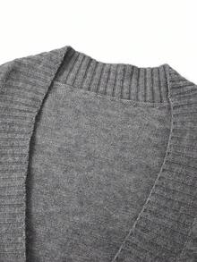 Ellevyn Áo len cardigan dệt kim tay dài buộc eo màu trơn dành cho nữ vào mùa thu/đông - Xám - Xem 5