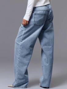 MUSERA Straight Leg Jeans Spring Summer Cute Casual Elegant 90's Y2k Winter Everyday Office Work Chic - Baby Blue - View 4