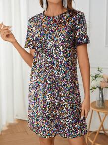 Ellevyn Sequin Keyhole Back Tunic Dress Prom Dress Date Night Dress