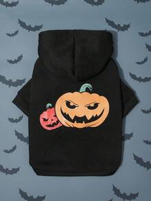 PETSIN Áo nỉ trùm đầu Halloween in hình bí ngô đôi, màu đen - Nhiều màu - Xem 1