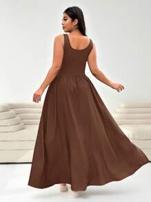 Solflare 加大码棕色度假无袖连衣裙 - 棕色 - 查看 2