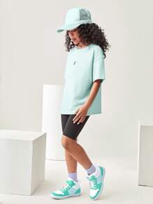 JNSQ Ensemble t-shirt à manches courtes et shorts décontractés et sportifs minimalistes pour préadolescentes