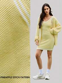 Fluxe Vestido camiseta de mujer ajustado con contraste de rayas y ribete