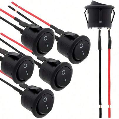 12V LED Toggle Switch 2-Pin ON/OFF – Quick Connect Panel Mount With Aluminum Contacts, Plastic Housing For Car Dashboard, Marine, Truck (No Battery, Non-Illuminated)