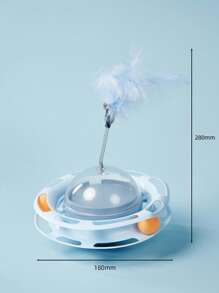 PETSIN 1PC Cat Leakage Wheel Toy Feather Teasing Cat Stick Cat Interactive Artifact Self Fun Soothing And Restless Consuming Cat Energy Cat Supplies - Multicolor - View 5