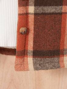 SHEIN Áo khoác trùm đầu lót nhiệt kẻ sọc cho bé gái, thường ngày cho mùa thu/đông Áo khoác mùa đông cho bé trai Áo khoác trùm đầu cho bé trai Áo khoác kẻ sọc cho bé trai Áo khoác lót Sherpa cho trẻ em Áo khoác mùa đông ấm áp cho trẻ em - trái cam - Xem 8