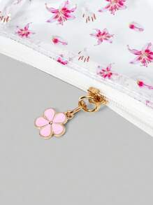 ROMWE Fairycore 透明 PVC 亮片白色蕾丝全身红色花朵图案化妆包，小巧便携收纳盒 - 彩色 - 查看 5