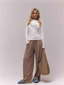 MUSERA Áo thun dài tay ôm dáng cổ tròn in họa tiết, thích hợp cho mùa thu, phong cách cổ điển, dễ thương, đồng quê, nhà tranh, phong cách thanh lịch, thoải mái, dành cho nữ, màu caramel, mùa xuân hè, đi nghỉ mát. - trắng - Xem 4
