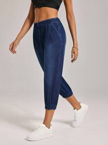 Flexra 女士褶裥设计休闲七分百搭牛仔裤