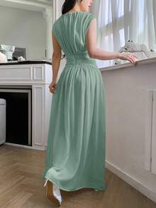 Feyla Váy không tay màu trơn thanh lịch dành cho nữ, mùa hè - màu xanh lá - Xem 5