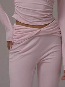MUSERA 修身喇叭扭腰打底裤，休闲机场居家服，返校季、秋季、夏季、复活节 - 粉色 - 查看 5