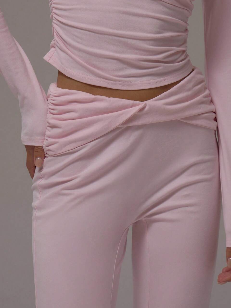 Fitted Flare Twist Waist Legging Pants Casual Airport Loungewear Back To School Fall Fall Autumn  Summer