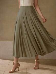 MOTF PREMIUM FOLD PLEATED FLOWY SKIRT - Army Green - View 5