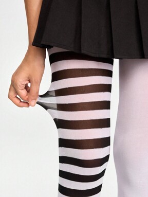 Grunge Punk 1 Pair Goth Rock AB Striped And Solid Color Pantyhose