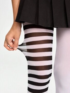 Grunge Punk 1 Pair Goth Rock AB Striped And Solid Color Pantyhose