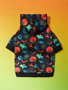 PETSIN Halloween Patterned Hooded Sweatshirt With Colorful Halloween Elements - Multicolor - View 6